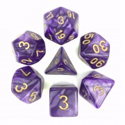 Purple (Golden font) pearl dice set